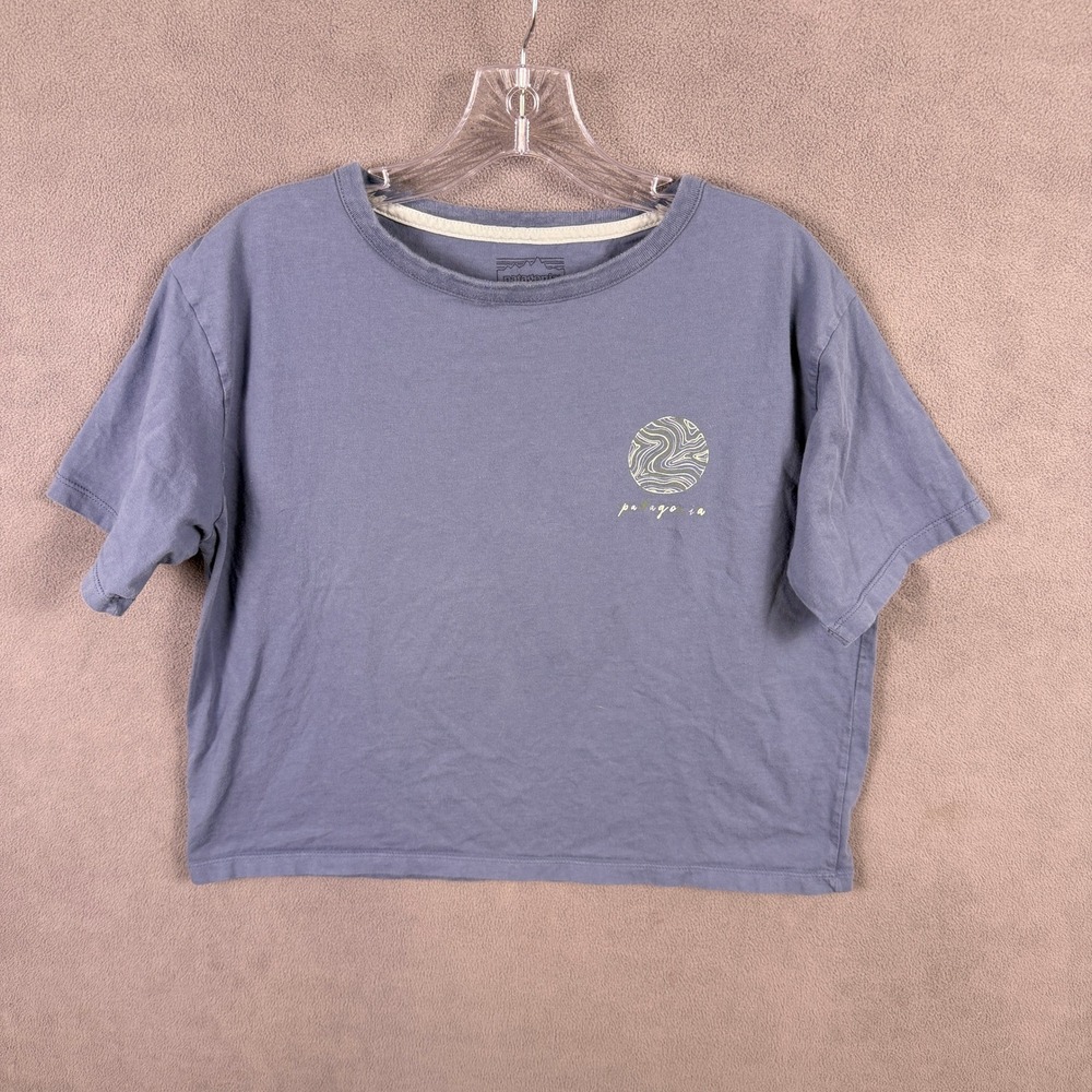Patagonia Cropped Graphic T-Shirt Women Small Blue Only Earth Organic Cotton